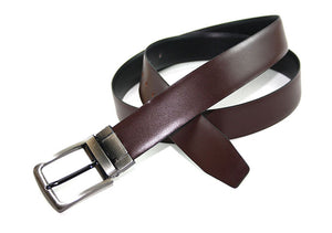 Leather Plain Reversible Belt, Black/Brown