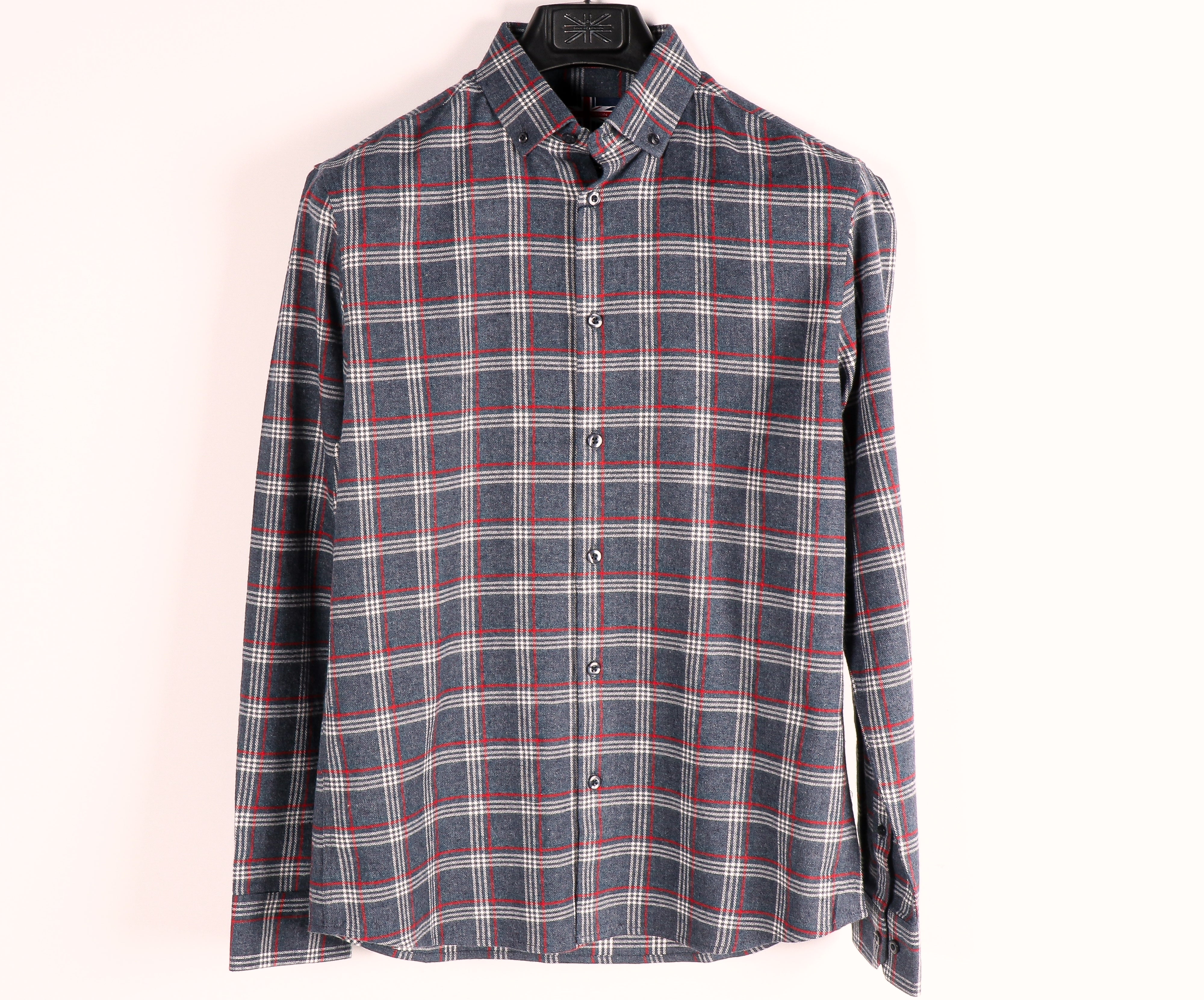 Charcoal 100% Cotton Flannel Long Sleeve Sports Shirt