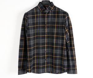 Black 100% Cotton Flannel Long Sleeve Sports Shirt