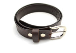 Charger l&#39;image dans la galerie, Brown Genuine Leather Plain Silver Buckle Jean Belt
