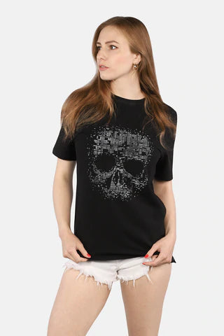 Stretch Crewneck Skull Graphic T-Shirt